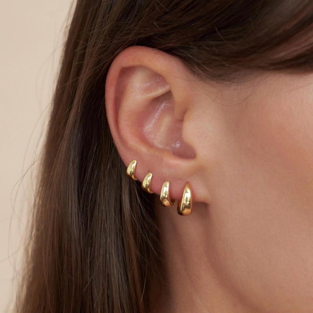 NEW 14K Gold Plated Small Huggie Hoop Earrings